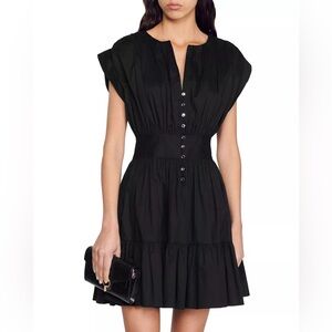 Sandro Amethyste Cotton Ruched Mini Dress. Size 34 U.S. Size 2. NWT. MSRP $370.